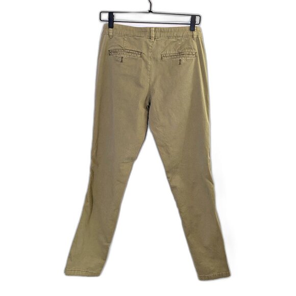 Anthropologie | Olive Green Relaxed Chino Navy Geo Tuxedo Stripe Pants | 26 - Picture 9 of 16